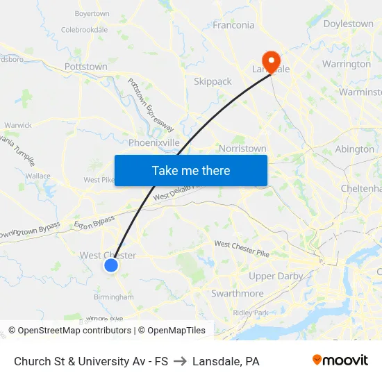 Church St & University Av - FS to Lansdale, PA map