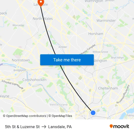5th St & Luzerne St to Lansdale, PA map