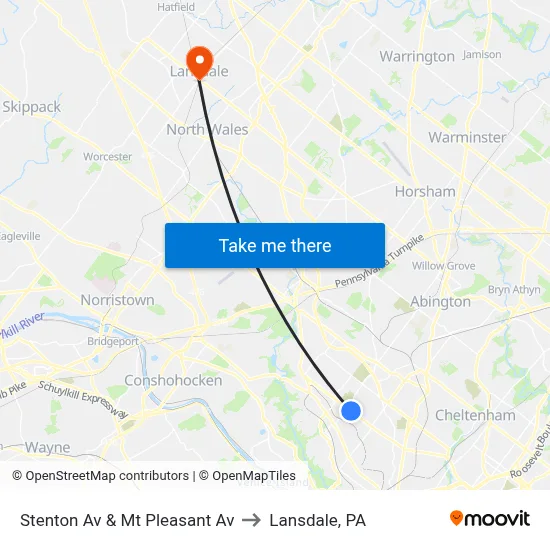 Stenton Av & Mt Pleasant Av to Lansdale, PA map
