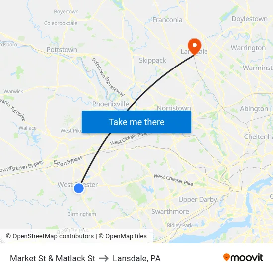 Market St & Matlack St to Lansdale, PA map