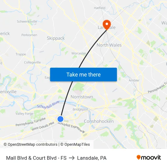 Mall Blvd & Court Blvd - FS to Lansdale, PA map