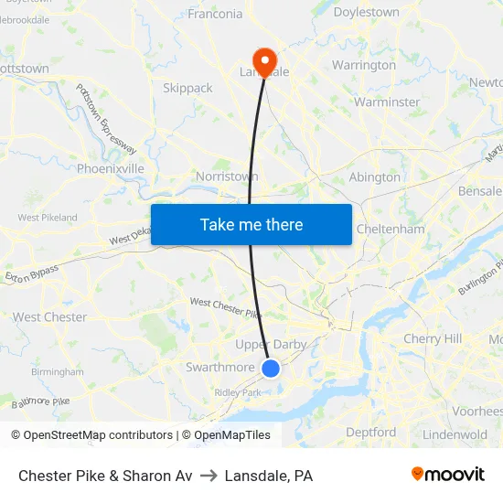 Chester Pike & Sharon Av to Lansdale, PA map