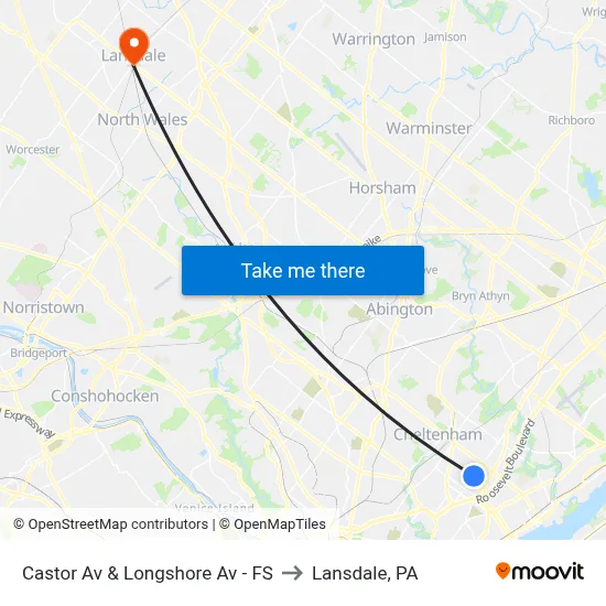 Castor Av & Longshore Av - FS to Lansdale, PA map