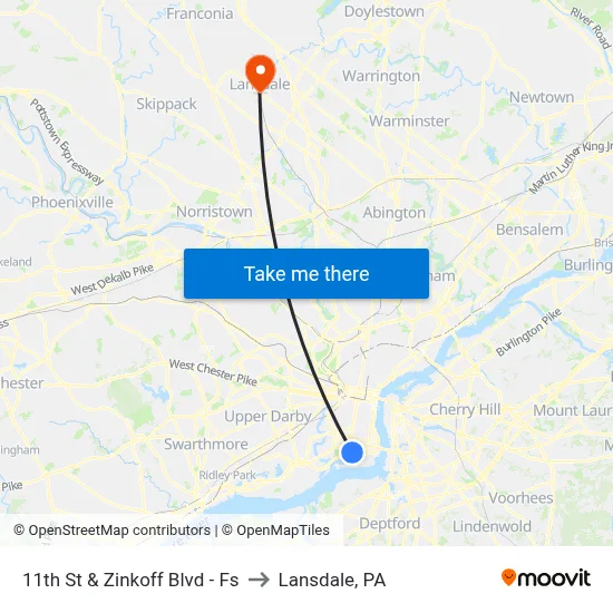 11th St & Zinkoff Blvd - Fs to Lansdale, PA map