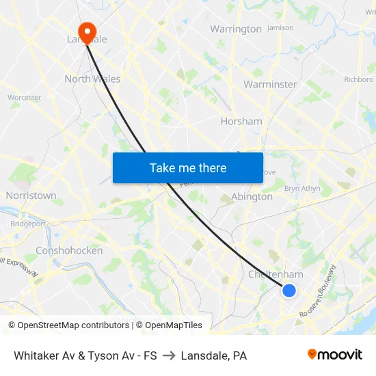 Whitaker Av & Tyson Av - FS to Lansdale, PA map