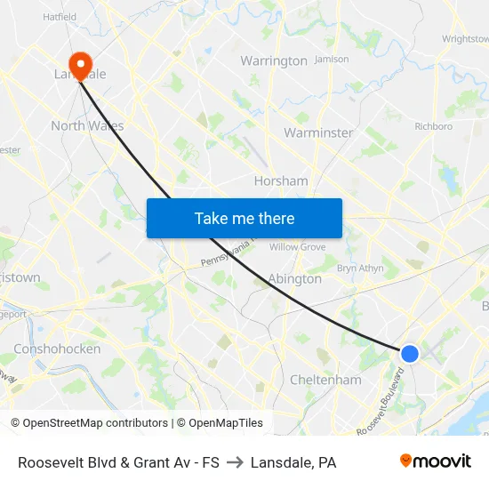 Roosevelt Blvd & Grant Av - FS to Lansdale, PA map
