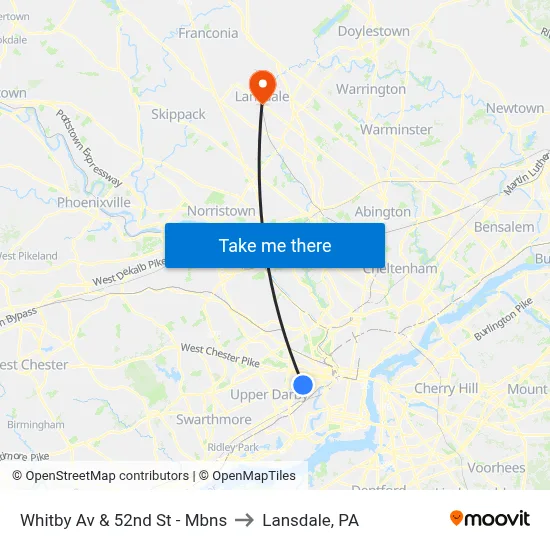 Whitby Av & 52nd St - Mbns to Lansdale, PA map