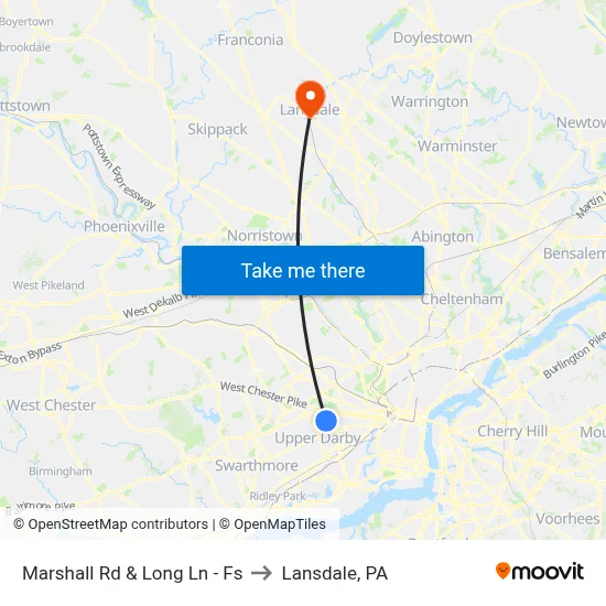Marshall Rd & Long Ln - Fs to Lansdale, PA map