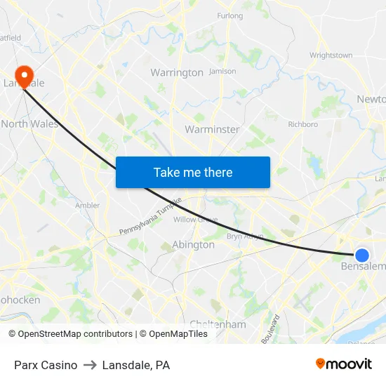Parx Casino to Lansdale, PA map