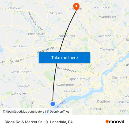 Ridge Rd & Market St to Lansdale, PA map