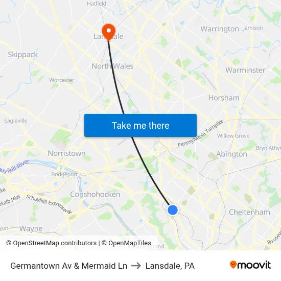Germantown Av & Mermaid Ln to Lansdale, PA map