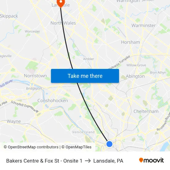 Bakers Centre & Fox St - Onsite 1 to Lansdale, PA map