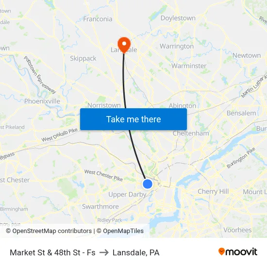 Market St & 48th St - Fs to Lansdale, PA map