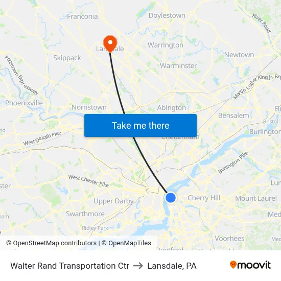 Walter Rand Transportation Ctr to Lansdale, PA map