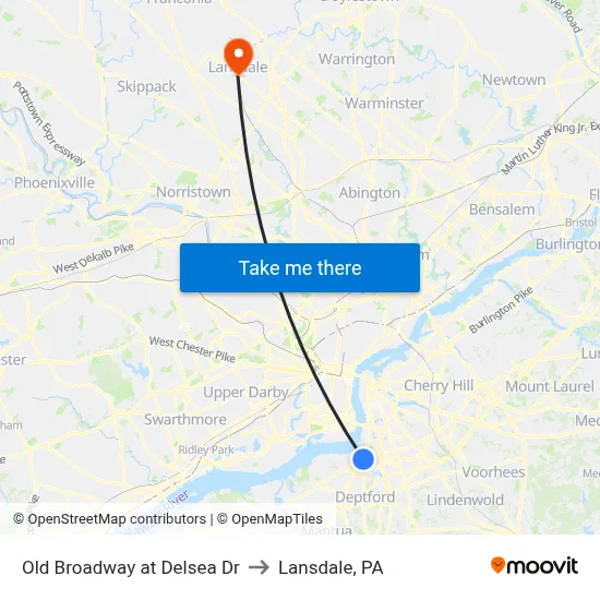 Old Broadway at Delsea Dr to Lansdale, PA map
