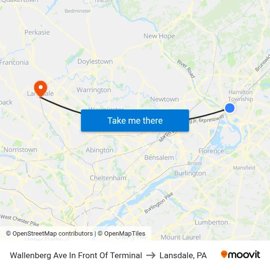 Wallenberg Ave In Front Of Terminal to Lansdale, PA map