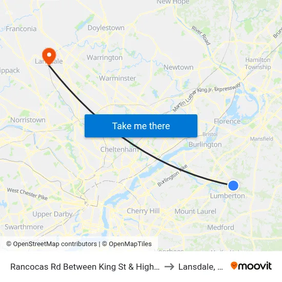 Rancocas Rd Between King St & High St to Lansdale, PA map