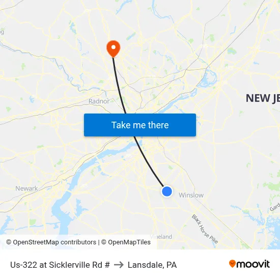 Us-322 at Sicklerville Rd # to Lansdale, PA map