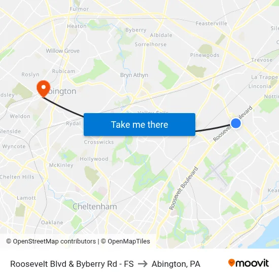 Roosevelt Blvd & Byberry Rd - FS to Abington, PA map