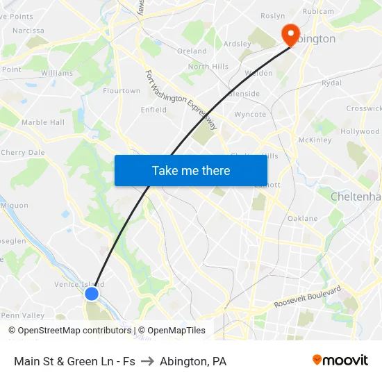 Main St & Green Ln - Fs to Abington, PA map