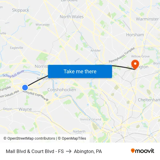 Mall Blvd & Court Blvd - FS to Abington, PA map