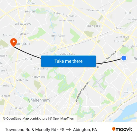 Townsend Rd & Mcnulty Rd - FS to Abington, PA map