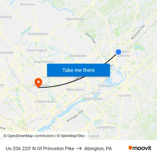 Us-206 220' N Of Princeton Pike to Abington, PA map
