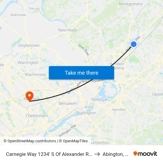 Carnegie Way 1234' S Of Alexander Rd. to Abington, PA map