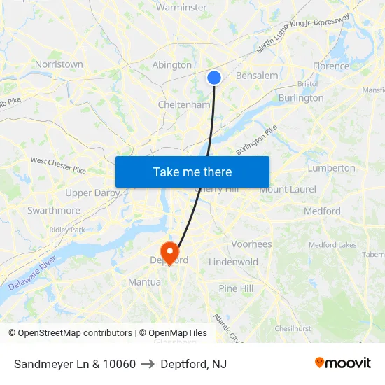 Sandmeyer Ln & 10060 to Deptford, NJ map