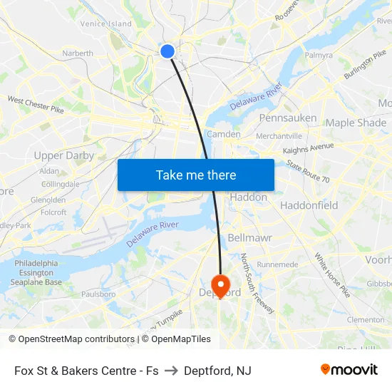 Fox St & Bakers Centre - Fs to Deptford, NJ map