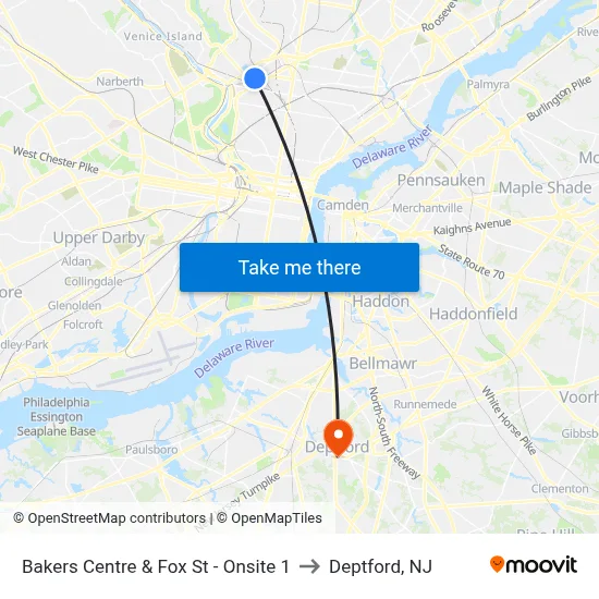 Bakers Centre & Fox St - Onsite 1 to Deptford, NJ map