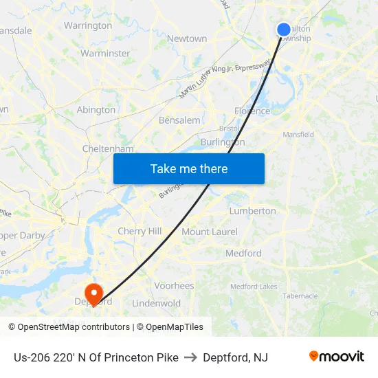 Us-206 220' N Of Princeton Pike to Deptford, NJ map