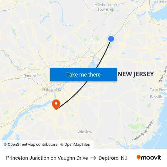 Princeton Junction on Vaughn Drive to Deptford, NJ map