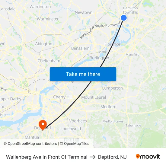 Wallenberg Ave In Front Of Terminal to Deptford, NJ map