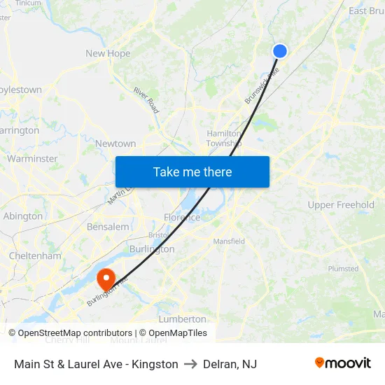 Main St & Laurel Ave - Kingston to Delran, NJ map