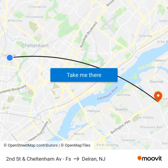 2nd St & Cheltenham Av - Fs to Delran, NJ map