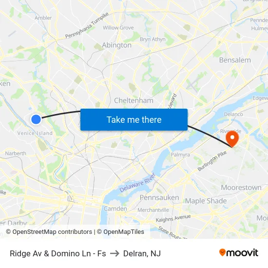 Ridge Av & Domino Ln - Fs to Delran, NJ map