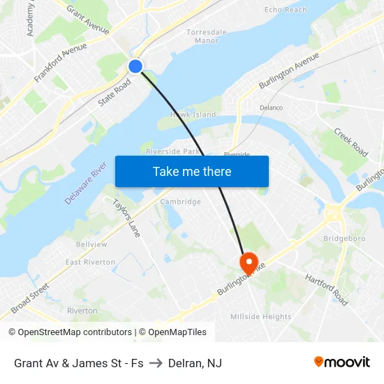 Grant Av & James St - Fs to Delran, NJ map