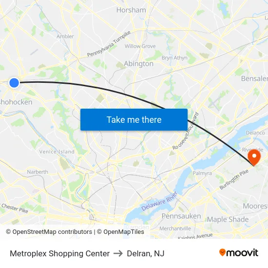Metroplex Shopping Center to Delran, NJ map