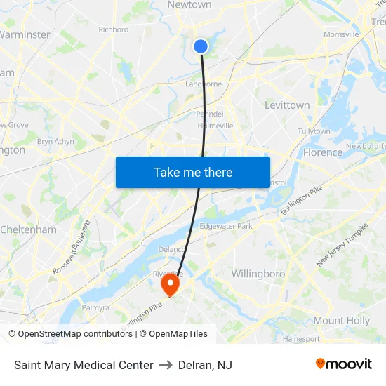 Saint Mary Medical Center to Delran, NJ map