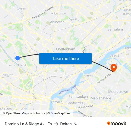 Domino Ln & Ridge Av - Fs to Delran, NJ map