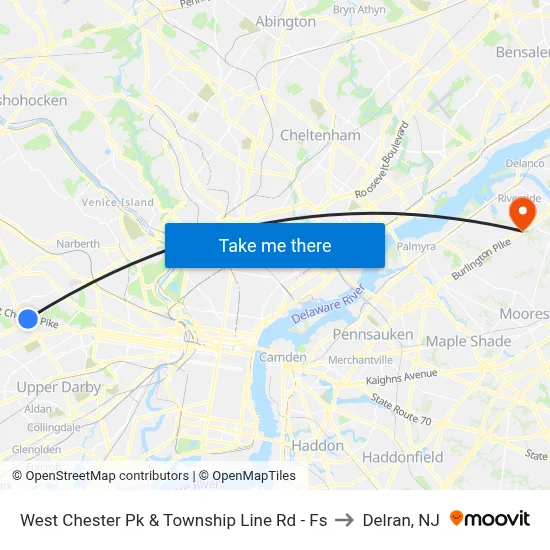 West Chester Pk & Township Line Rd - Fs to Delran, NJ map