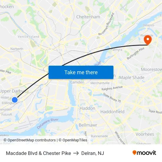 Macdade Blvd & Chester Pike to Delran, NJ map