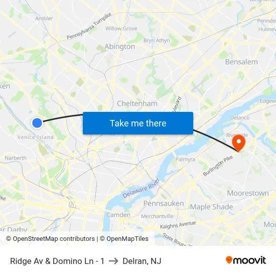 Ridge Av & Domino Ln - 1 to Delran, NJ map