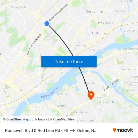 Roosevelt Blvd & Red Lion Rd - FS to Delran, NJ map