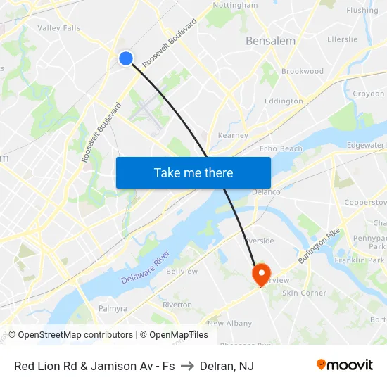 Red Lion Rd & Jamison Av - Fs to Delran, NJ map