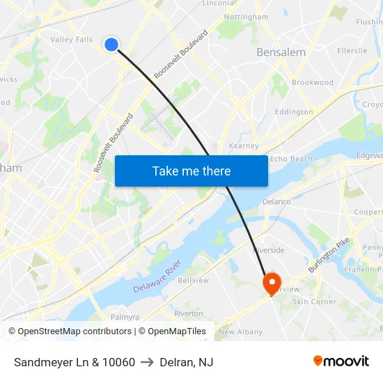 Sandmeyer Ln & 10060 to Delran, NJ map