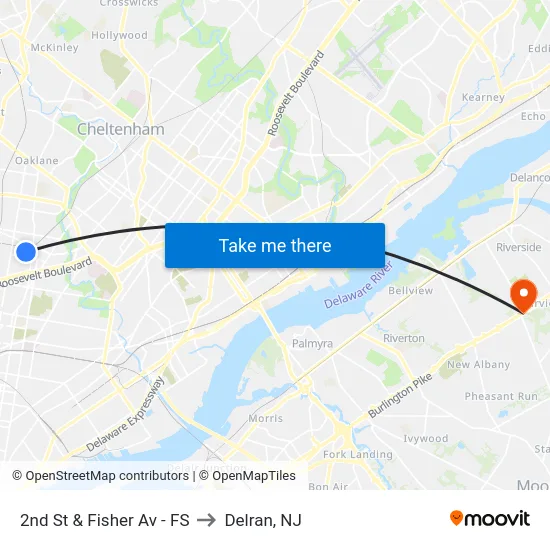 2nd St & Fisher Av - FS to Delran, NJ map