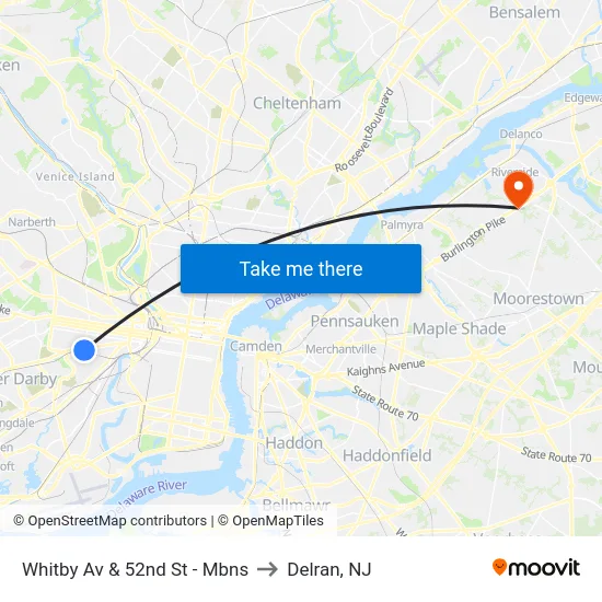 Whitby Av & 52nd St - Mbns to Delran, NJ map