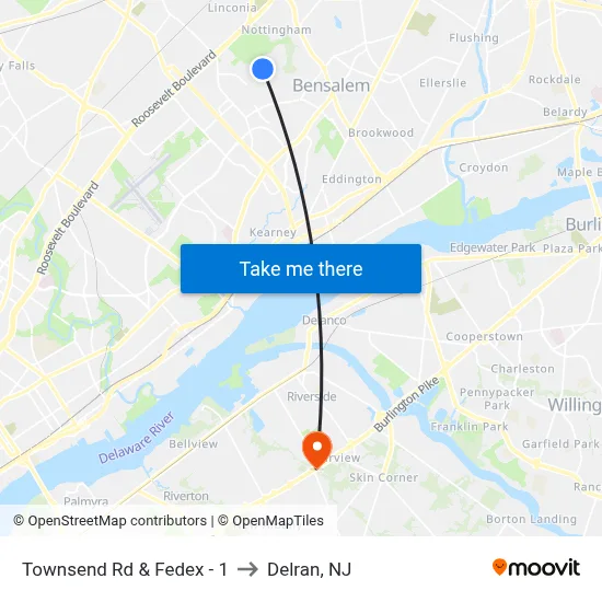 Townsend Rd & Fedex - 1 to Delran, NJ map